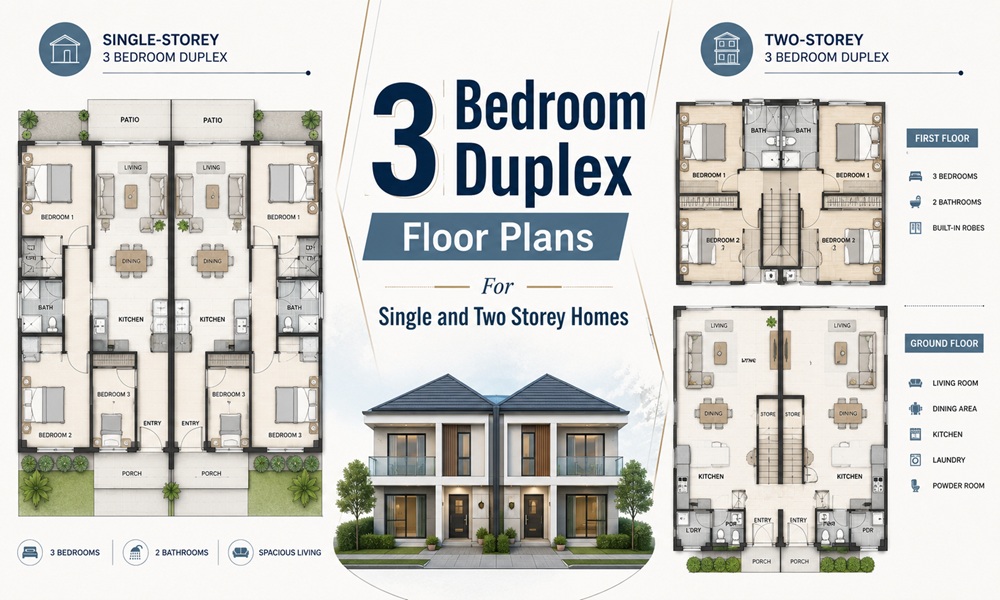 3 bedroom duplex floor plans